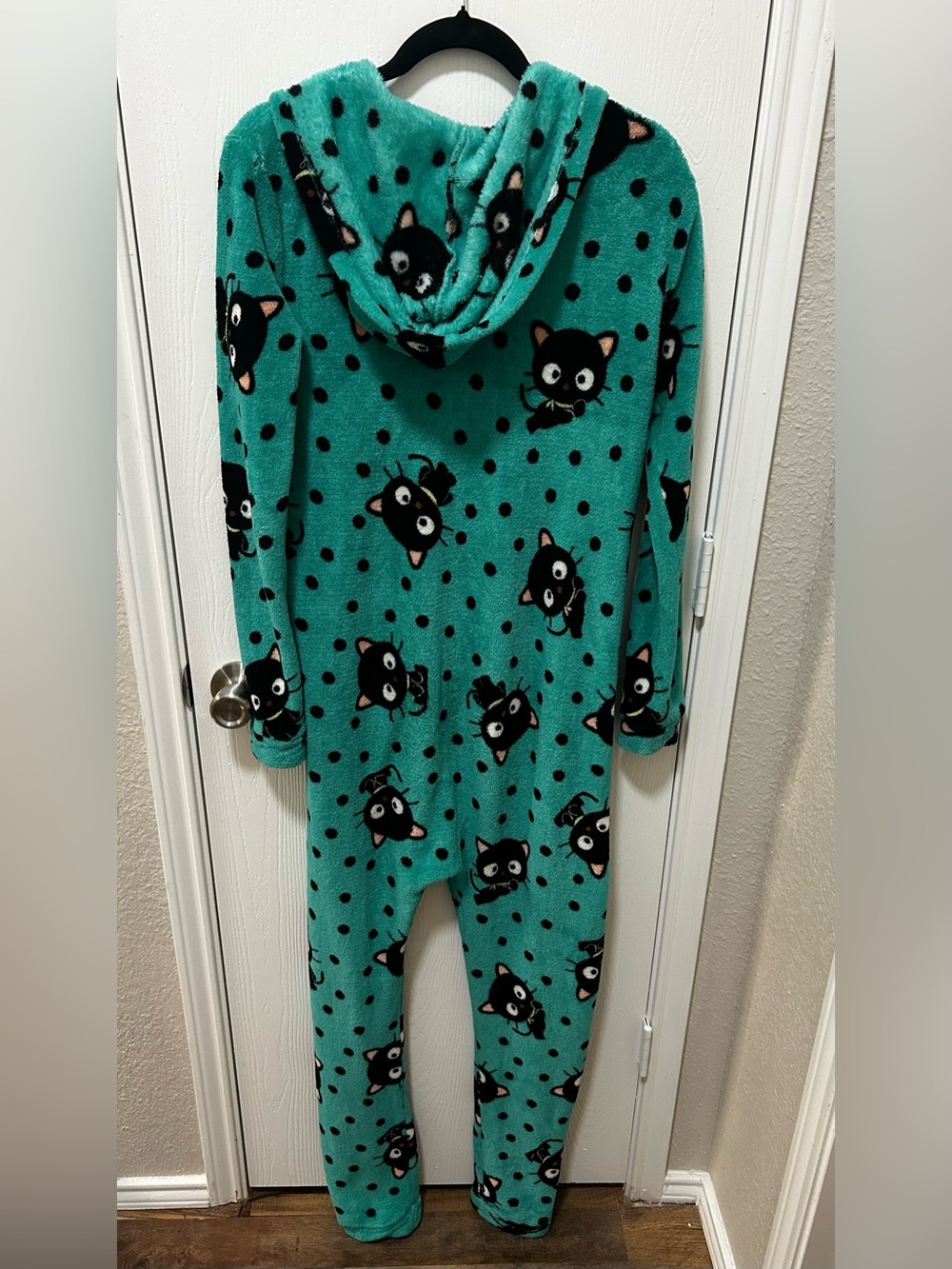 Forever 21 Sanrio Chococat One Piece Zip up Hooded Pajamas Fleece Plush Sz Small - Picture 2 of 10